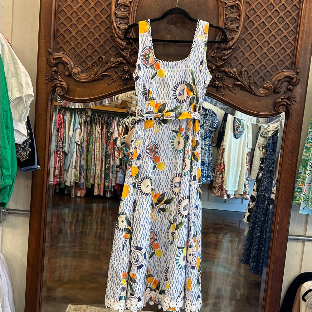 AUBREY PRINT Lemon orange sundress - EMILY LOVELOCK NWT - Picture 4 of 4